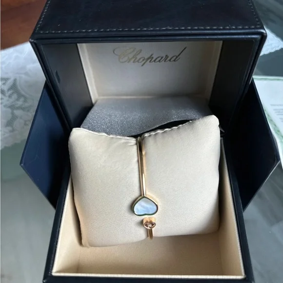 18K Chopard Happy Hearts Rose Gold Bangle Bracelet-10.5g - Picture 3 of 7